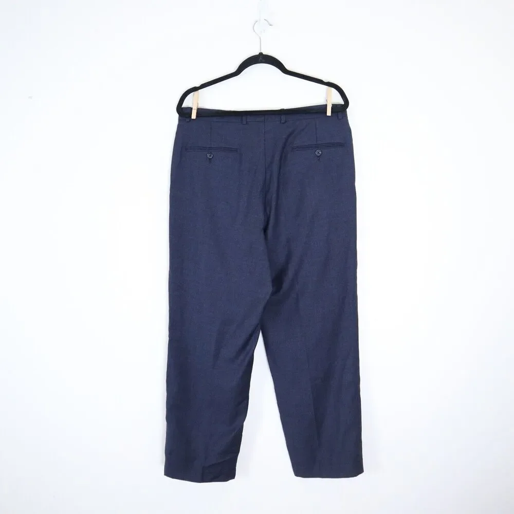 Vintage Burberry London Men's Size 34 Trouser Marled Navy Blue Pants - Picture 8 of 10